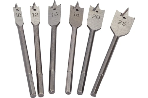 Свёрла по дереву перовые набор, 6 шт (10-12-16-18-20-25 мм) | код 36160 | FIT