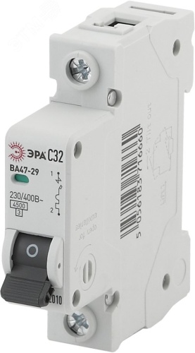 Автоматический выключатель NO-902-105 ВА47-29 1P 32А кривая C (12/180/3780) | код Б0031927 | ЭРА Автоматический выключатель NO-902-105 ВА47-29 1P 32А кривая C (12/180/3780) | код Б0031927 | ЭРА