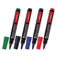 Маркеры перманентные (нестираемые) BRAUBERG, НАБОР 4 шт., АССОРТИ, Contract, без клипа, круглые 3 мм, 150474 | код 150474 | BRAUBERG