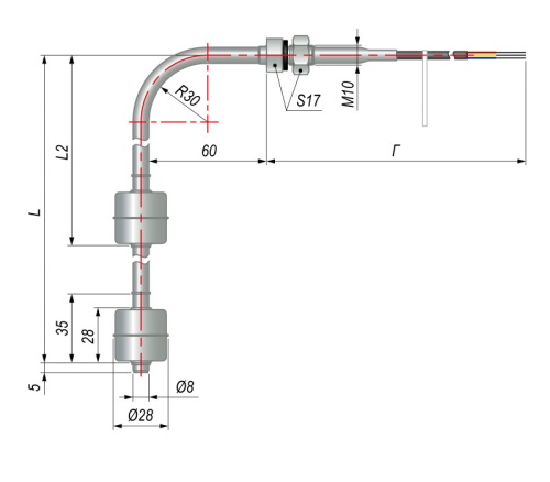 Датчик уровня поплавковый ПДУ-1.2.450.К.100.К/50-ЕХ | код 139075 | ОВЕН