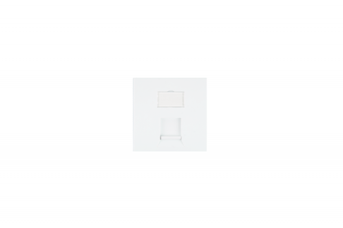 Вставка NIKOMAX, британский формат, 50x50мм, 1 порт, под модули Keystone, со шторкой, белая | код NMC-PB1P-PF-WT | NIKOMAX