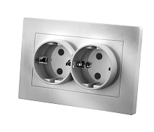 Розетка двойная 2П+З 16А 250В серебр. металлик Сенеж TDM | код SQ1816-0236 | TDM