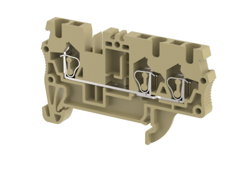 Клемма проходная пружинная 2,5 мм2 на 3 подключения, хаки SQ2.5-1X2-KHAKHI | код 2102050006 | Elmex