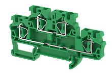 Клемма проходная пружинная 4 мм2,двухуровневая, на 2 подключения, зеленая SQ4-2T-GREEN | код 2103020003 | Elmex