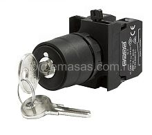 CP102AC30 Кнопка с ключом 2-0-1, с фиксацией,ключ выним. во всех полож. (1НО+1НЗ) (CP) | код CP102AC30 | EMAS