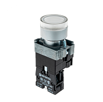 Кнопка с LED подсветкой, белая, 24V AC/DC, 1NO, мет. MTB2-BW3161 | код 58203 | MEYERTEC