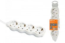 Удлинитель бытовой Люкс УЛ04 4 гнезда, 1,5м, с/з, с з/ш, ПВС 3х1мм2 16А/250В бело-серый TDM | код SQ1303-0235 | TDM