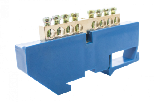 Шинки нулевые латунные на дин-опоре ШНИ 6х9мм 8 отв. цвет синий | код DBN-26-08N | Engard Шинки нулевые латунные на дин-опоре ШНИ 6х9мм 8 отв. цвет синий | код DBN-26-08N | Engard