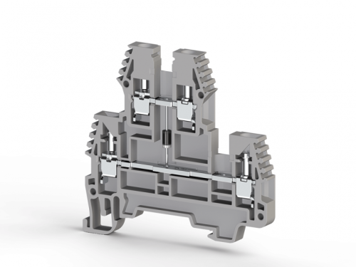 317 211, Клеммник 2-х ярусный, 2,5 мм.кв., с диодом, (синий), PIK2,5ND-A | код 0.0.0.3.17211 | KLEMSAN