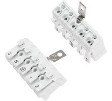 923-5PEC Клемма пружинная с кнопкой и заземл.пластиной (медь) КСП 5-полюсная, сеч.2.5мм2, бел., шт | код 923-5PEC | SILAT