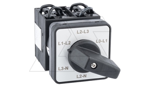 Переключатель вольтметра UKT0-3-15924/E, 20A, тип LL-LN (линейное-фазное), круговое вращение, на дверь, фронт IP65 | код UKT0-3-15924/E | Kripal