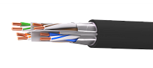 Кабель витая пара кат. 6 экранированный F/UTP, 4 пары, нг(А)-HF, для внешней/внутренней прокладки, чёрный, катушка 305 м | код RN6FUK01UBK | DKC