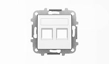 Накладка для 2-х суппортов/разъёмов типа 2017... и/или 2018..., со шторками и полем для надписи, серия SKY, цвет альпийский белый 8518.2 BL | код 2CLA851820A1101 | ABB