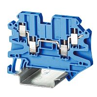 Клемма проходная, винтовой зажим, 4 точки подключения, 2.5 кв.мм, синяя | код TUR-2.5-QUATTRO-BU | DKC