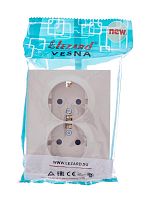 Розетка 2-м СП VESNA с заземл. со шторками ПБТ кремов.