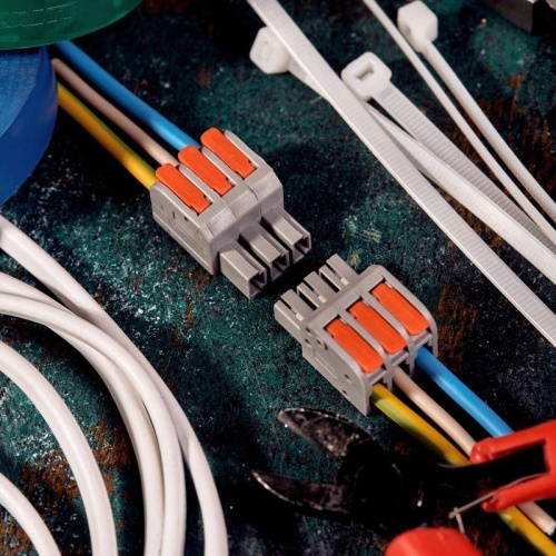 Клемма СМК 222-423R проходная разъемная 3 полюса серая 0,2-2,5/4мм2 | код 07-5263 | REXANT фото 4