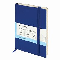 Бизнес-блокнот МАЛЫЙ ФОРМАТ (100x150 мм) A6, BRAUBERG Metropolis Ultra, под кожу, резинка, 80 л., синий, 111025 | код 111025 | BRAUBERG