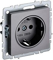 BRITE Розетка 1-местная с заземлением с защитными шторками 16А РС14-1-0-БрС сталь | код BR-R14-16-K46 | IEK