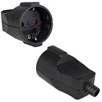 Розетка разборная электрическая RUICHI РТ-005, 16 А, 250 В, каучук, прямая, черная | код 115645 | Ruichi