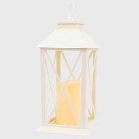 Декоративный фонарь со свечой 14x14x29 см, белый корпус, теплый белый цвет свечения NEON-NIGHT | код 513-046 | NEON-NIGHT