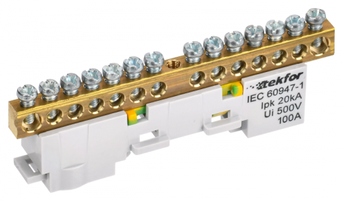 TEKFOR Шина PE земля неизолированная на универсальном держателе 6х9-16-Ж IEK | код TF-NN10-16-DL-K05 | IEK