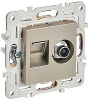 SKANDY Розетка двойная TV+RJ45 кат.6E SK-A15Sh шампань IEK | код SK-AK20-2-K37 | IEK