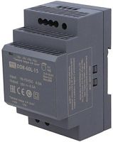 Источник питания DC-DC, 54Вт, вход 9…36 В DC, выход 5В/10.8А, изоляция 4000В DC, в кожухе на DIN-рейку, 52.5х90х54.5мм, -40...+85С | код DDR-60G-5 | MeanWell