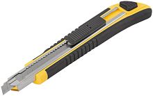 Нож технический 9мм усиленный прорезиненный кассета 3 лезвия FIT 10213