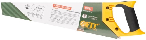 Ножовка по дереву, средний каленый зуб 7 ТPI, 2D заточка, пластиковая прорезиненная ручка 400 мм | код 40431 | FIT фото 3