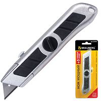 Нож универсальный мощный BRAUBERG Professional, 6 лезвий в комплекте, фиксатор, металл, 235403 | код 235403 | BRAUBERG