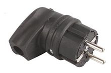 Вилка 2P+E угловая, IP44, черный | код 010-083-300027 | Mutlusan