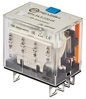 RP5.34.9.220.05 Миниатюрное силовое реле 4 перекидных контакта 10А (= 220В DC) блокируемая кнопка проверки + светодиод | код RP534922005 | РЕЛЕОН