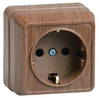 Розетка ОКТАВА, открытый монтаж, с заземлением, дуб | код. ERO11-K04-16-DC | IEK