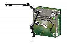 Светильник светодиодный струбцина СН-30, 2 колена, диммер, 220 В, 9 Вт, 5000 К, черный, TDM | код SQ0337-0160 | TDM