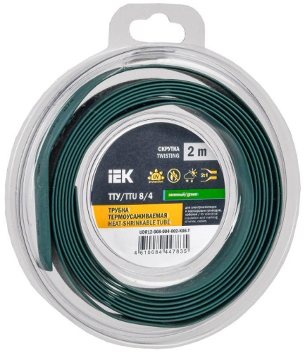 Трубка термоусадочная ТТУ нг-LS 8/4 зел. (уп.2м) | код UDR12-008-004-002-K06-T | IEK Трубка термоусадочная ТТУ нг-LS 8/4 зел. (уп.2м) | код UDR12-008-004-002-K06-T | IEK