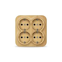 Розетка четырехместная квадратная серия IONICH, с/з, о/у, 16А, 220В, сосна