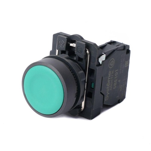 Кнопка модульная SB5 в сборе 22мм с возвратом пластик 1НО зел. | код. SB5AA31 | Systeme Electric