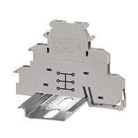 Клемма трехуровневая, винтовой зажим, 6 точек подключения, 2.5 кв.мм, серая | код DKIDR-1.5-PV | DKC