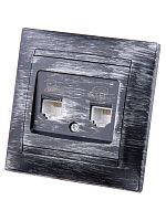 Розетка телефонная RJ11 + компьютерная RJ45 старинное серебро Лама TDM | код SQ1815-0660 | TDM