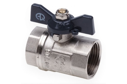 Кран шаровой ВВ 1/2 бабочка никелированный (1155) | код 01155 | AQUALINK Кран шаровой ВВ 1/2 бабочка никелированный (1155) | код 01155 | AQUALINK
