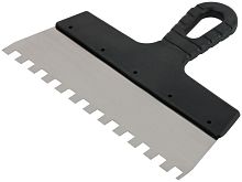 Шпатель фасадный нержавеющий зубчатый 250 мм / зуб 10 мм | код 6609 | FIT