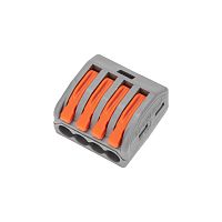 Универсальная клемма СМК 222-414, 4-проводная серая 0,08-2,5/4 мм? (блистер 10 шт/уп) REXANT | код 07-5254-4-10 | REXANT