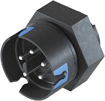 Вилочный разъем в панель М16,6, IP68(69k), 5 полюсов, цвет: синий, номинальные характеристики: 50V/120V 8A, серия gesis RST MICRO | код 41.052.4043.9 | Wieland