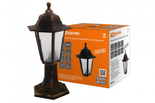 Светильник садово-парковый НТУ 06-60-001 шестигр., стойка, пластик, расс.пластик, бронза TDM | код SQ0330-0772 | TDM