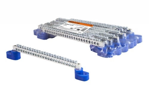 Шина N нулевая 6х9мм на двух угл. изоляторах 24 групп никелированная TDM | код SQ0801-0316 | TDM Шина N нулевая 6х9мм на двух угл. изоляторах 24 групп никелированная TDM | код SQ0801-0316 | TDM