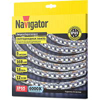 Лента светодиодная 14 456 NLS-2835CW168-16-IP65-12V (уп.5м) NAVIGATOR 14456