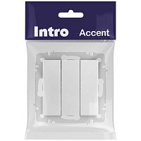 Выключатель Intro Accent 6-106-03 тройной, 10А-250В, IP20, СУ, AL/CU, алюминий | код Б0063536 | ЭРА