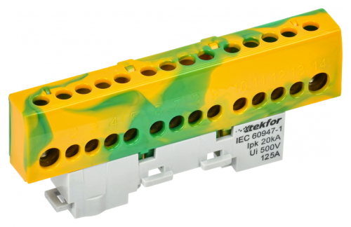 TEKFOR Шина PE земля изолированная на универсальном держателе 8х12-12-ЖЗ IEK | код TF-NN20-12-KL-K52 | IEK TEKFOR Шина PE земля изолированная на универсальном держателе 8х12-12-ЖЗ IEK | код TF-NN20-12-KL-K52 | IEK