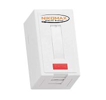 Розетка настенная NIKOMAX, 1 порт, Кат.5e (Класс D), 100МГц, RJ45/8P8C, FT-TOOL/110/KRONE, T568A/B, полный экран, со шторкой, белая | код NMC-WO1SD2-FT-ST-WT | NIKOMAX