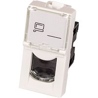 Вставка Mosaic 22.5x45, RJ-45 UTP, кат.6, со шторкой и увеличенным окном маркировки, белая | код LAN-SIP-22U6-WH | LANMASTER